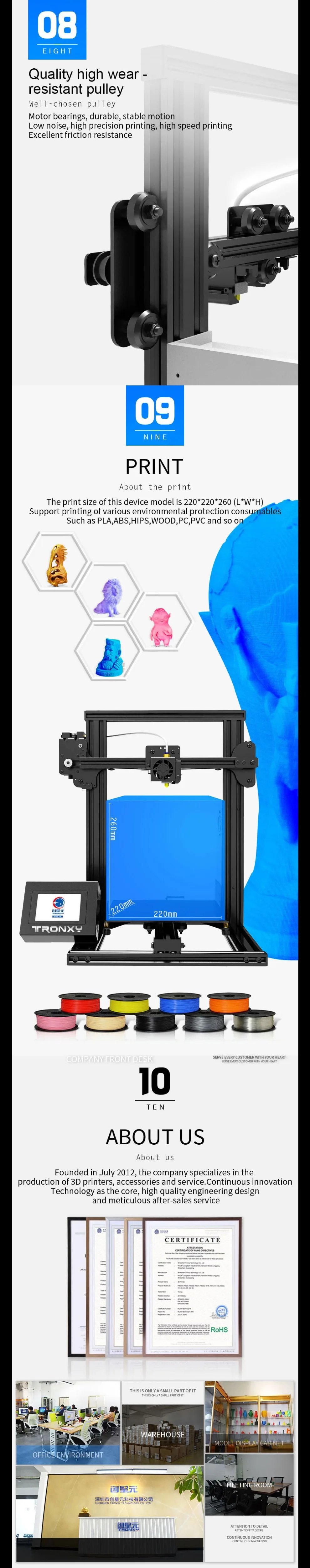 3,5 дюймов полный Цвет Сенсорный экран Tronxy XY-2 3D-принтеры из алюминия и листового металла поиска печать 220x220x260 мм