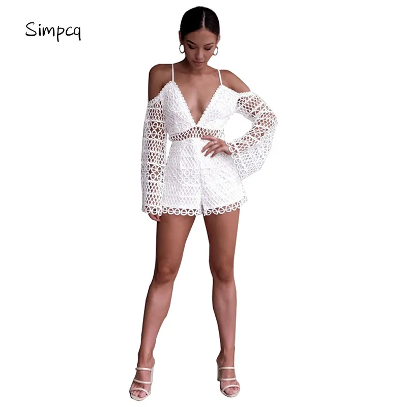Catsuit Vadim Bodysuit Women Simpcq Seven-sleeve V-neck Strapless Street Shoot Summer Jumpsuit 2018 Mulheres Vestidos 81619 