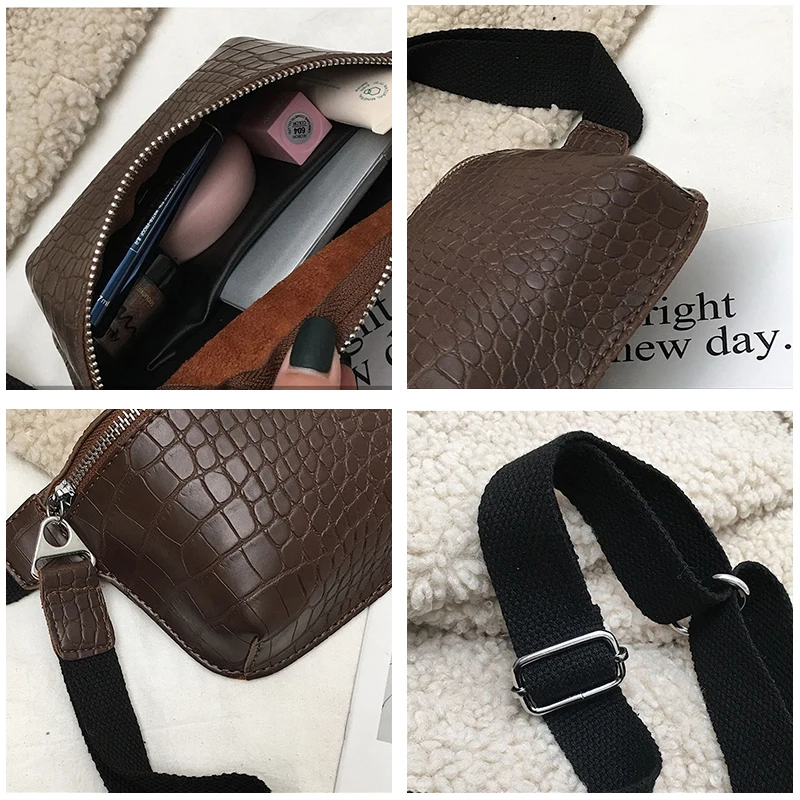  DAUNAVIA Women bag crocodile multicolor messenger chest bag clutch female Pu leather handbag cross  - 32996620247