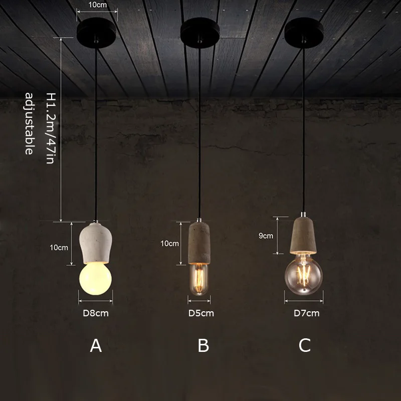 Post Modern Concrete Pendant Light Vintage Cement Hanging Pendant Lamp Contemporary Loft Suspension Lamp Holder Socket Lighting Fixture Home Light (4)