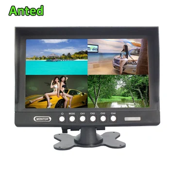 

9" Car LCD monitor with quad spliter display 4 channel video input 4ch trigger for bus truck rear view big vehicles back up