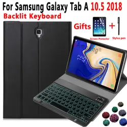 Клавиатура с подсветкой чехол для Samsung Galaxy Tab A 10,5 2018 SM-T590 SM-T595 T590 T595 планшетный чехол из тонкой кожи Bluetooth клавиатура