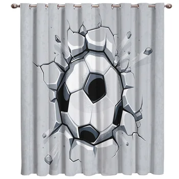 

3D Football Crackle Soccer Game Power 3D Window Curtains for Living Room Bedroom Kitchen Cortinas Para Sala De Estar Polyester