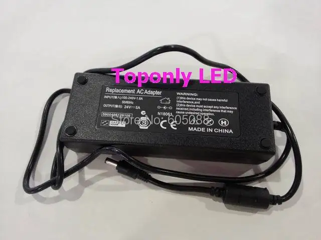 

2018 High quality led driver 24v 5a 120w led light transformer ac100-240v to dc24v power adapter for led strip/module 50pcs/lot