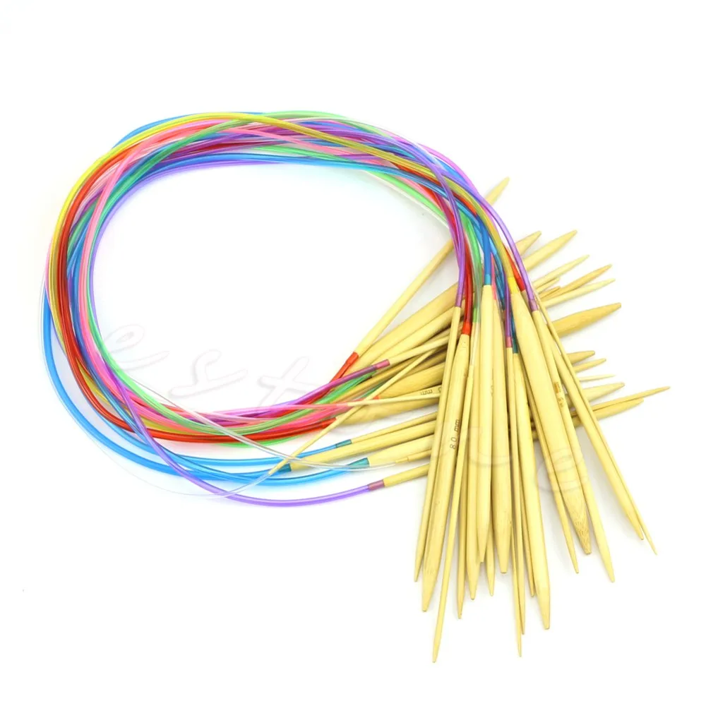 

Multi-color 18Pcs/set 40cm &80cm Tube Circular Carbonized Bamboo Carbonized Knitting Needles Crafts Sewing Tools Accessory