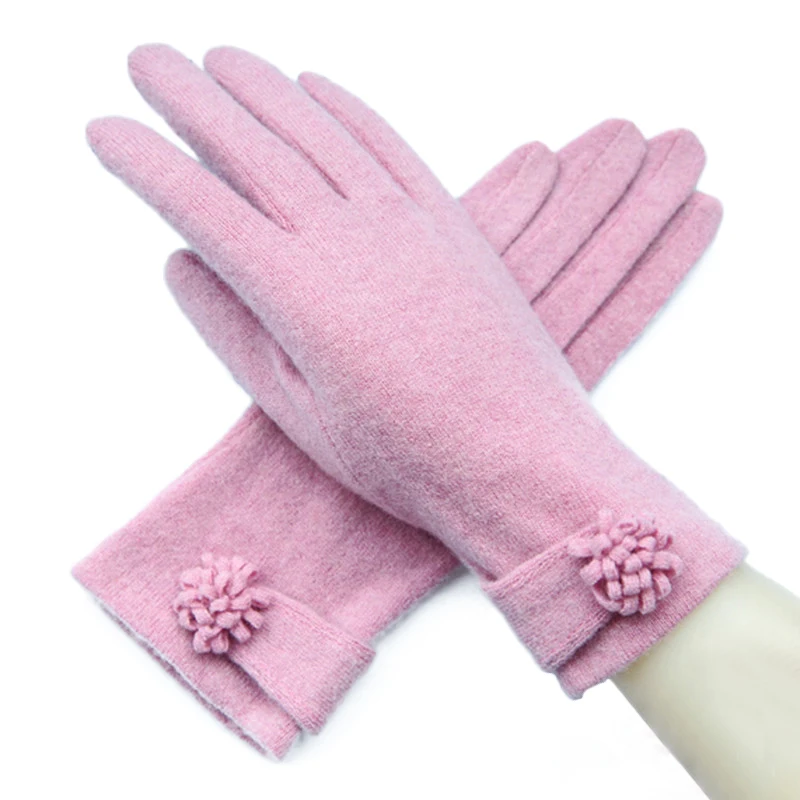 Новые осенние зимние модные женские кашемировые перчатки женские шерстяные варежки перчатки Цветочные Универсальные женские бежевые перчатки