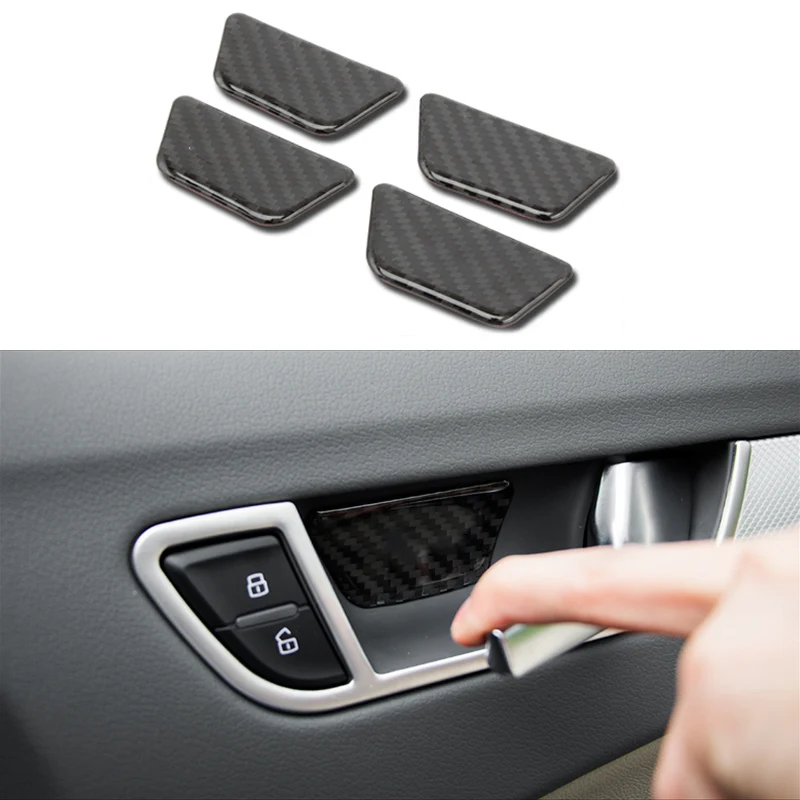 4pcs 100 Carbon Fiber Inner Door Handle Cover Panel Trim For Audi A4