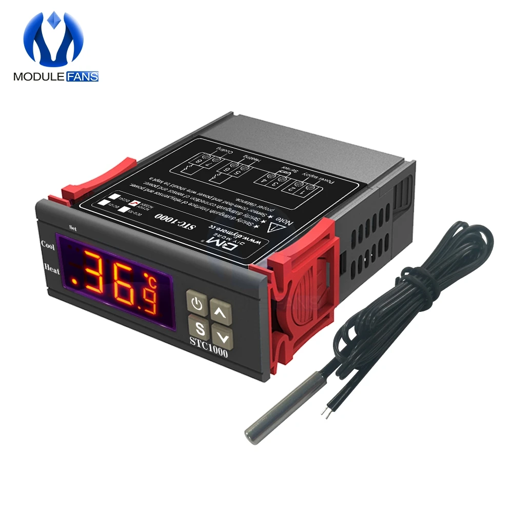 

STC-1000 Digital LCD Display Thermostat Temperature Control Thermometer Thermo Controller With NTC Sensor AC 110-220V 10A