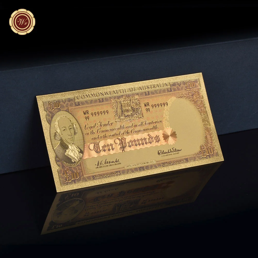 Цвет Австралии золото банкноты 10 фунтов Цвет деньги Бумага банкнот Домашний Декор
