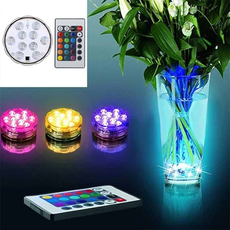 underwater lights LED dive light pool waterproof LED flower diver light 5050 RGB Multicolor tank electronic candle lamp battery remote control submersible lights