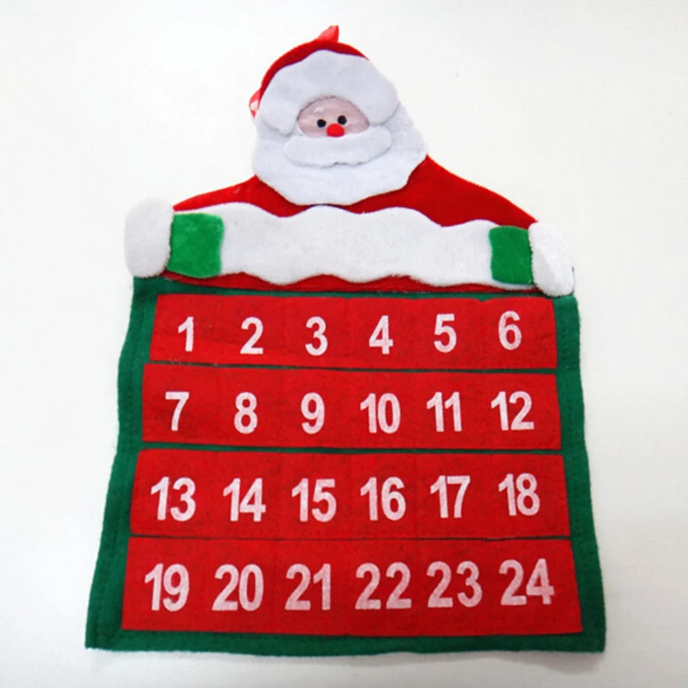 

Santa Claus Father Merry Christmas Advent Calendar Countdown Fabric Archee Xmas Hanging Banner Decoration for Home