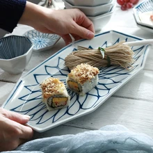 1 шт. Геометрическая керамическая обеденная тарелка в японском стиле, рыбные блюда, тарелка для пасты, фарфоровое блюдо, посуда для лотоса