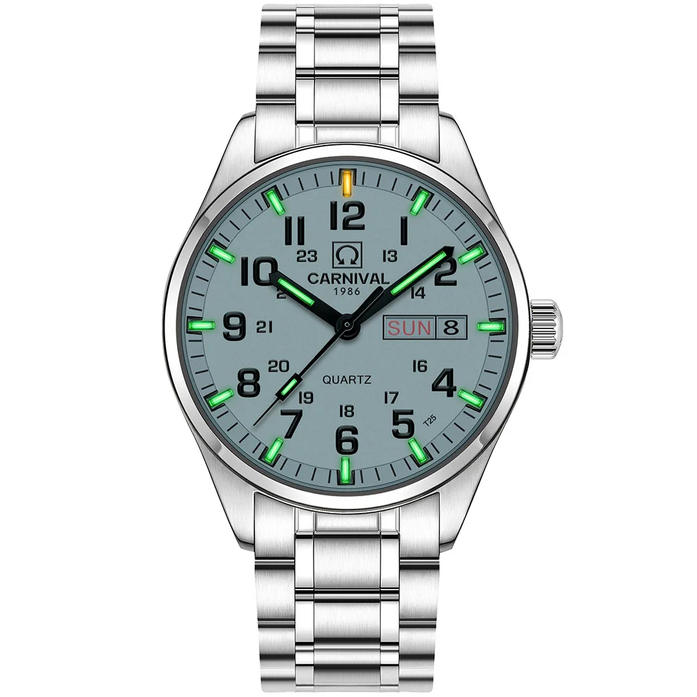 Роскошные светящиеся часы с Тритием, мужские водонепроницаемые часы с сапфировым стеклом, военные Светящиеся женские кварцевые часы Relogio Masculine - Цвет: green light