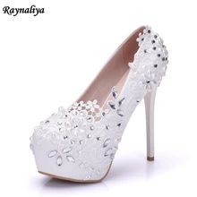 Fashion Lady White Wedding Shoes Bridesmaid Bridal Shoes Rhinestone Lace Flower Shoes Thin High Heels Women Pumps XY-A0019 цена Fashion Lady White Wedding Shoes Bridesmaid Bridal Shoes Rhinestone Lace Flower Shoes Thin High Heels Women Pumps XY-A0019 цены онлайн