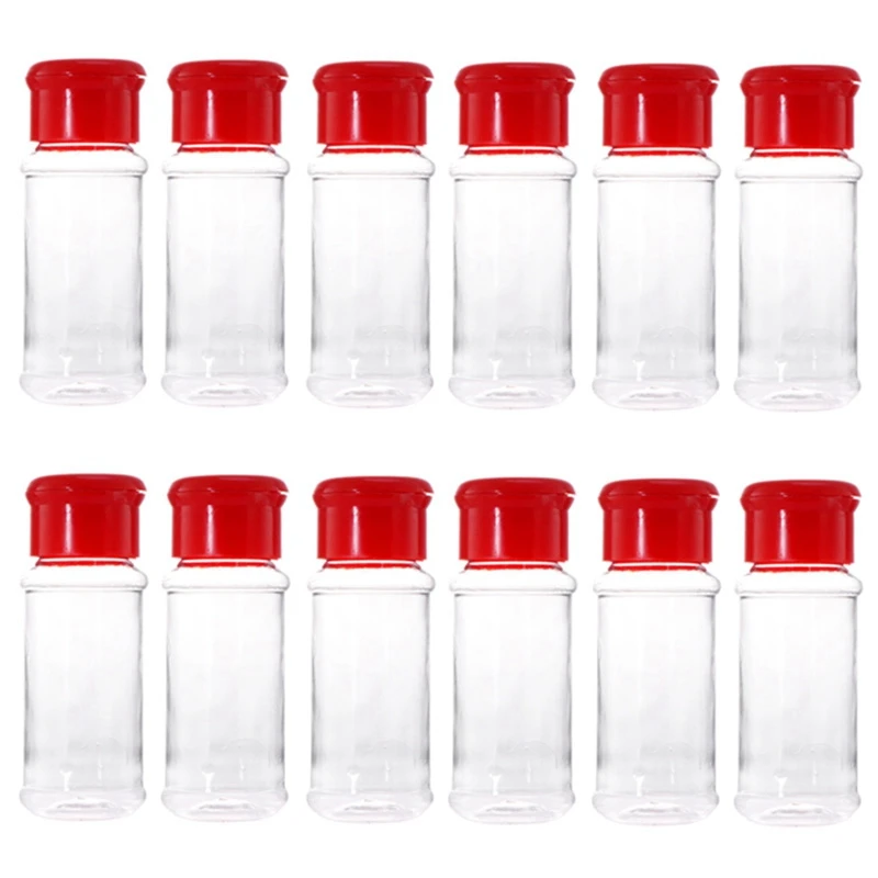 

12 Pcs Plastic Spice Salt Pepper Shakers Seasoning Jar Can Barbecue Condiment Jar Bottles Cruet Container Kitchen Seasoning Bo