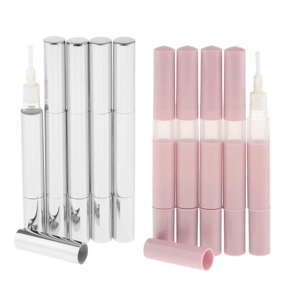0pcs Aluminum Empty Twist Pen Lip Gloss Brush Pen, Lip Nail Oil Applicator Cosmetic Container Eyelash Growth Liquid Tube