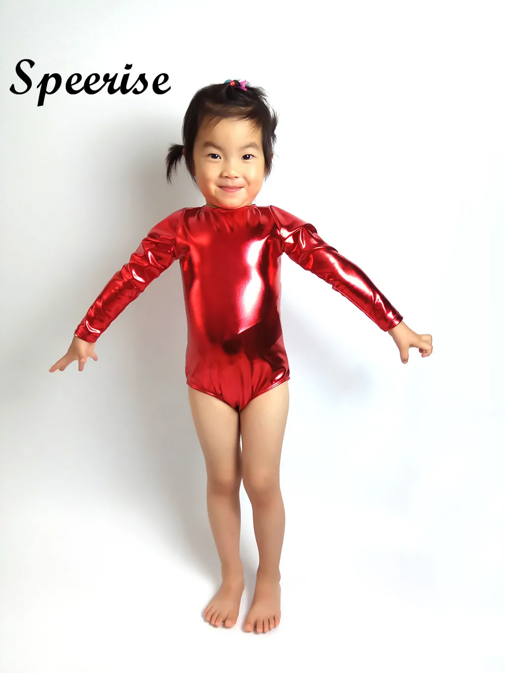 Speerise Kids Shiny Metallic Girls One piece Leotards Long Sleeve