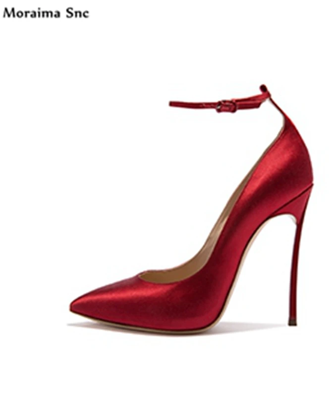 

Moraima Snc spring autumn handmade women pumps pointed toe concise type sexy catwalk super high heel slip-on wedding shoes