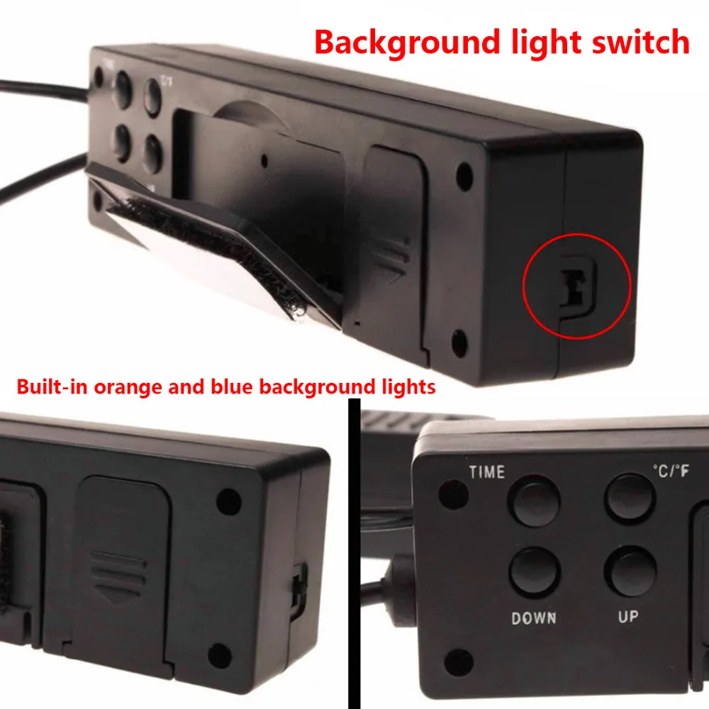 ЖК цифровой авто 3в1 часы термометр Температура монитор метр в/из экран батарея напряжение часы