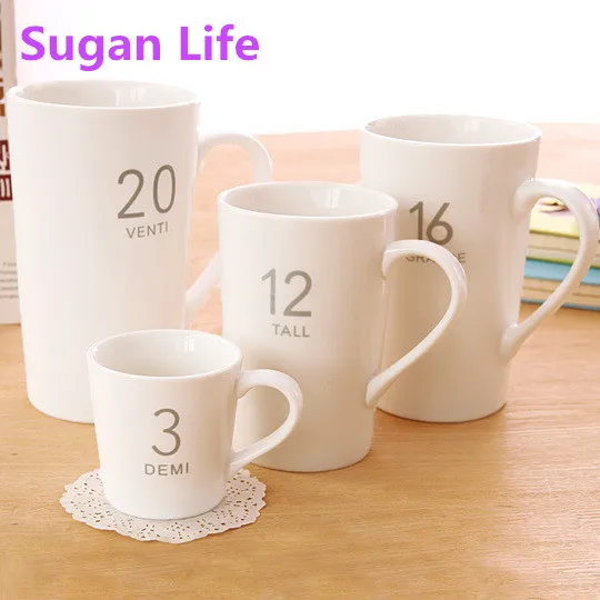 

NEW 90ml/360ml/480ml/600ml Creative Digital Cup Large Capacity Ceramic Cup Simple Milk Coffee Juice Water Mug for Friend Family