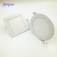 FORPRO 12 шт./лот Ulthra тонкий светодиодный светильник с панелью 3 Вт 4 Вт 6 Вт 9 Вт 12 Вт 15 Вт 18 Вт 25 Вт круглый/квадратный AC110-230V светодиодный светильник