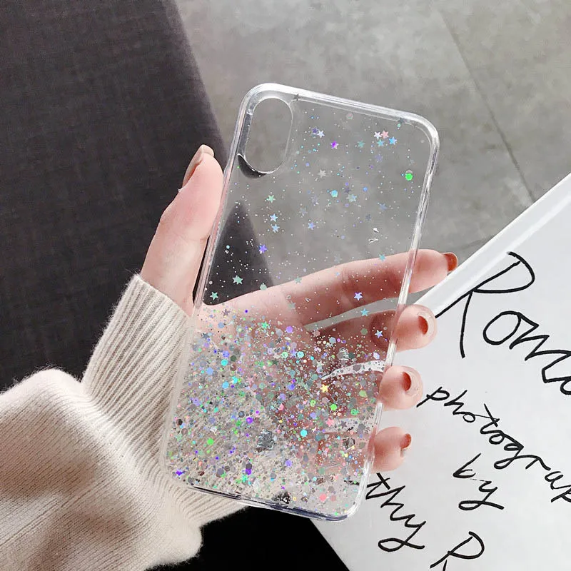 Блестящая Звезда силиконовый чехол для Huawei P10 P20 Lite P30 Pro Nova 3 3i 4 прозрачный милый