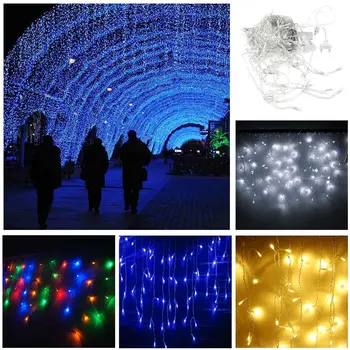 

4.5m 216Leds LED icicle Curtain String Light 8 Modes Display 220V Christmas Holiday Wedding Garden Home Decoration Fairy Light
