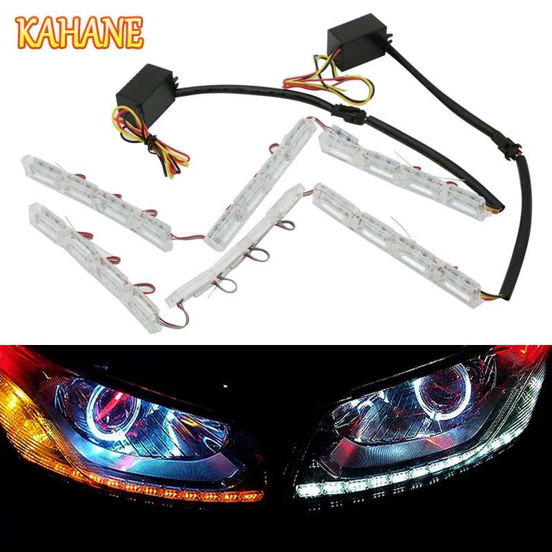KAHANE 2x Car LED Flexible DRL Daytime Running Light Turn Signal Light