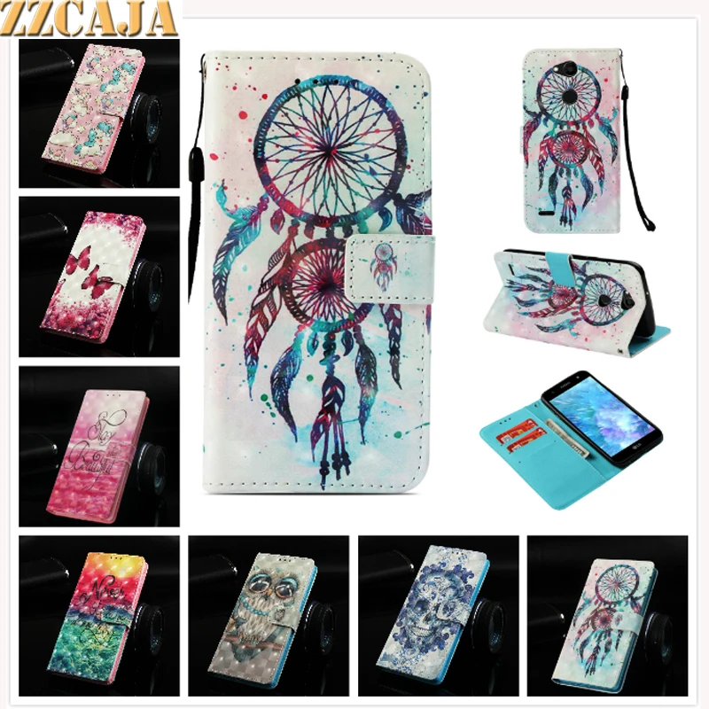 ZZCAJA Bag For LG X Power 3 Case New Luxury 3D View Cute OWL Butterfly Skull PU Leather Wallet Flip Cover Fundas | Мобильные