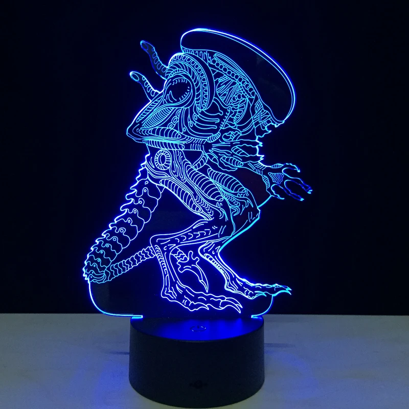 Чужой против Хищника 3D освещение настроения лампа 7 цветов Изменение Lamparas с usb-кабелем подарок другу к дню рождения Домашний декор Прямая поставка