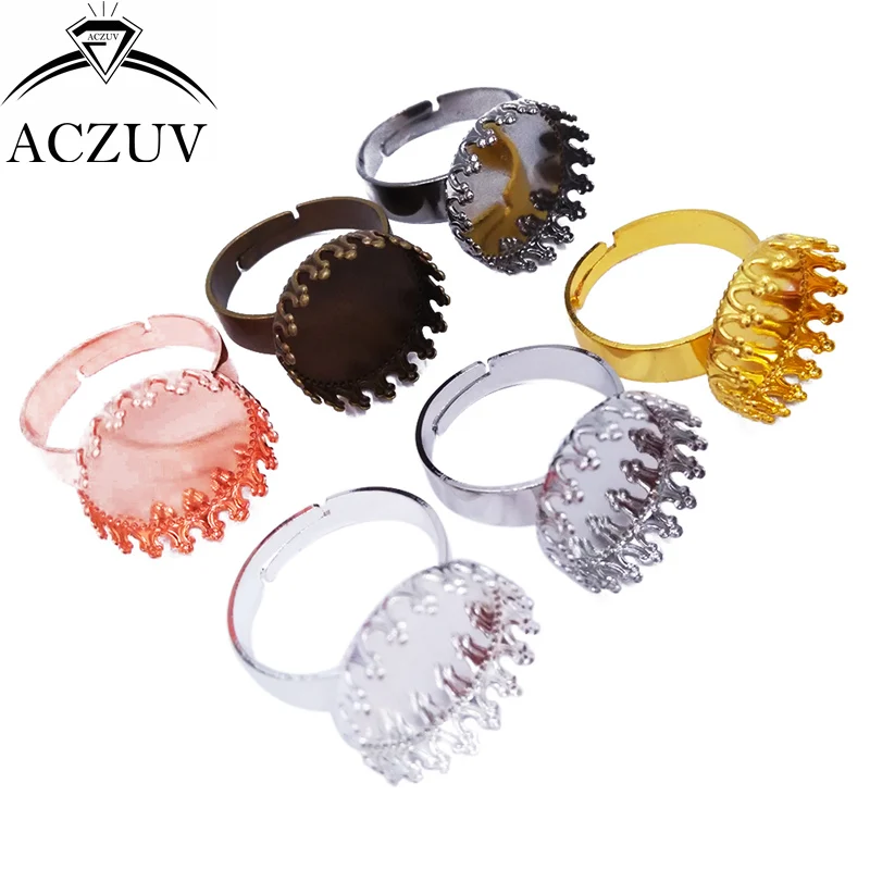 

100Pcs for 12mm 15mm 20mm 25mm Cabochon Setting Round Bezel Ring Base Adjustable Ring Blanks Findings JZT009