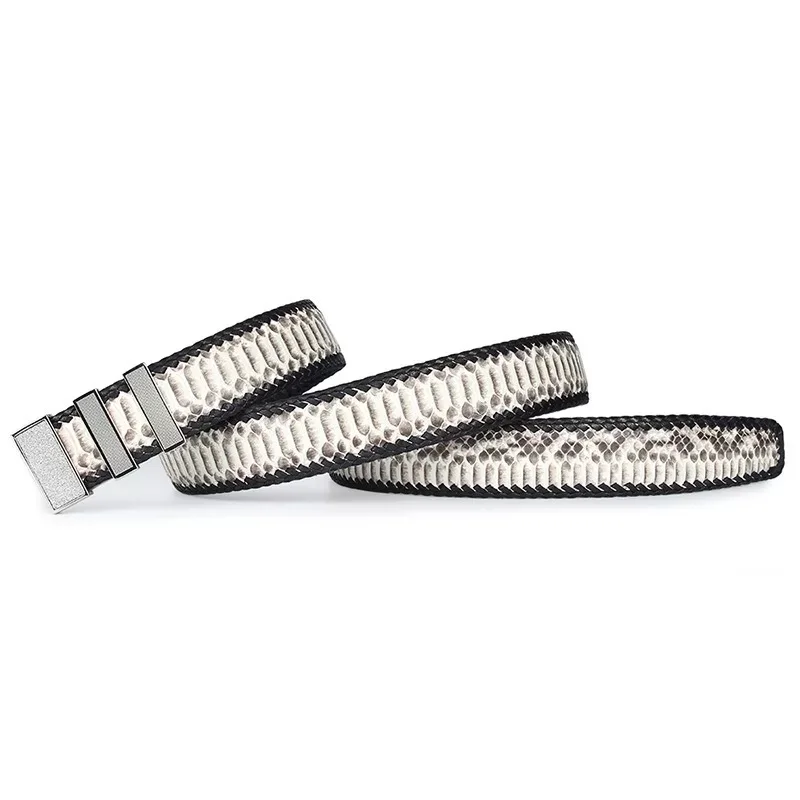 

Luxury Designer Genuine Snake Leather Golden Sliver Metal Slide Buckle Men Belt Exotic Python Skin Gifts Belt For Male Man Strap