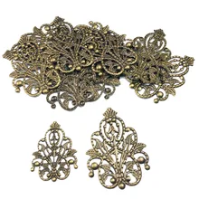 40 мм 20 шт оптом филигранная поделка полая фурнитура для украшений, ювелирные аксессуары, бронзовые украшения