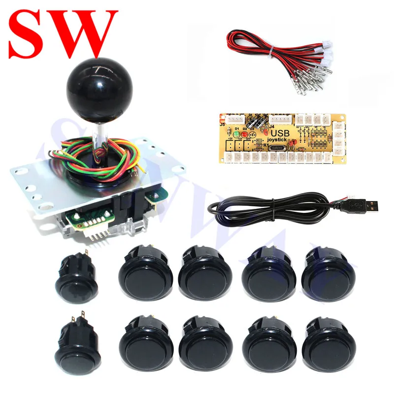 Hot Sale DIY Arcade KIT 1 Player Zero Delay  USB to PC Sanwa style Joystick Arcade Game Machine Parts for Jamma Fighting Games