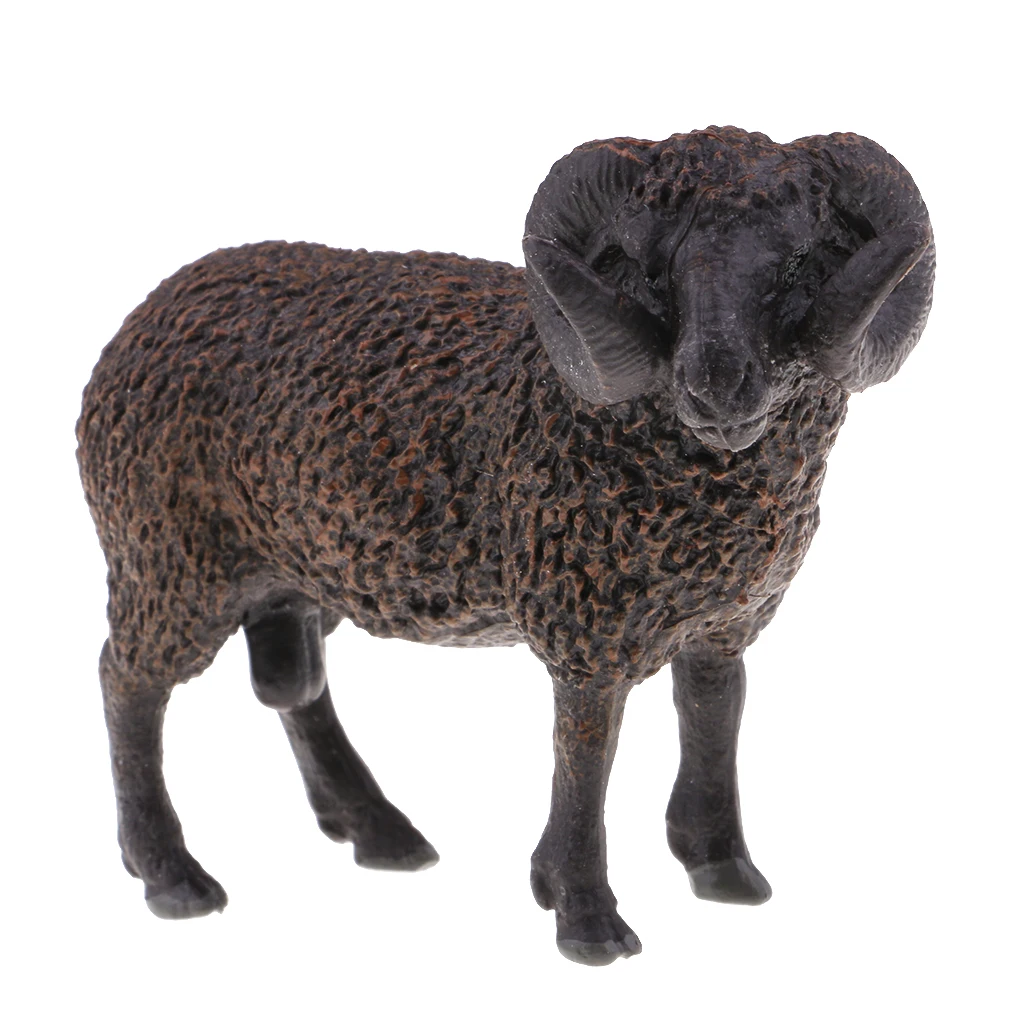 Пластиковая модель животного на ферме Статуэтка овечка Коза миниатюрное украшение дома - Цвет: Male Black Sheep