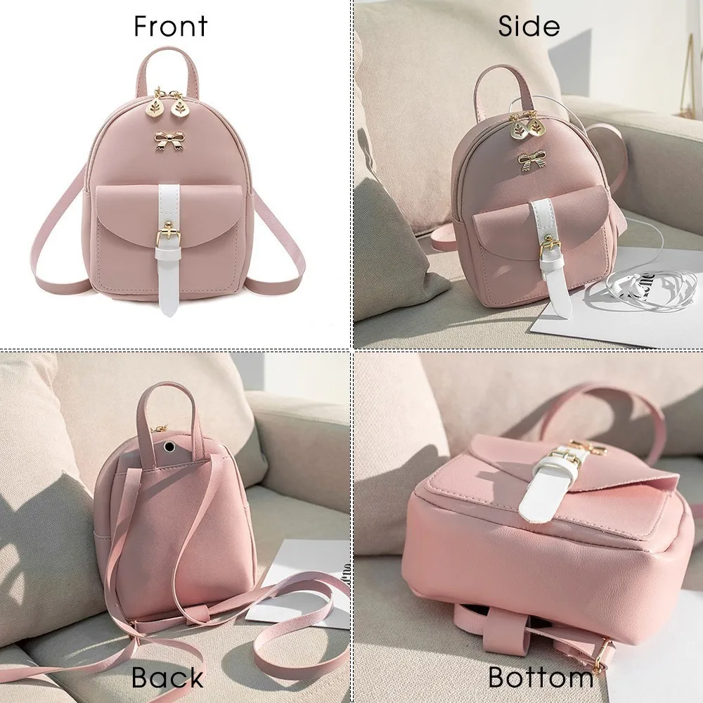  Herald Fashion Small Women Backpack Mini Panelled School Book Bag for Teenage Girls Female Soft Lea - 33058737086