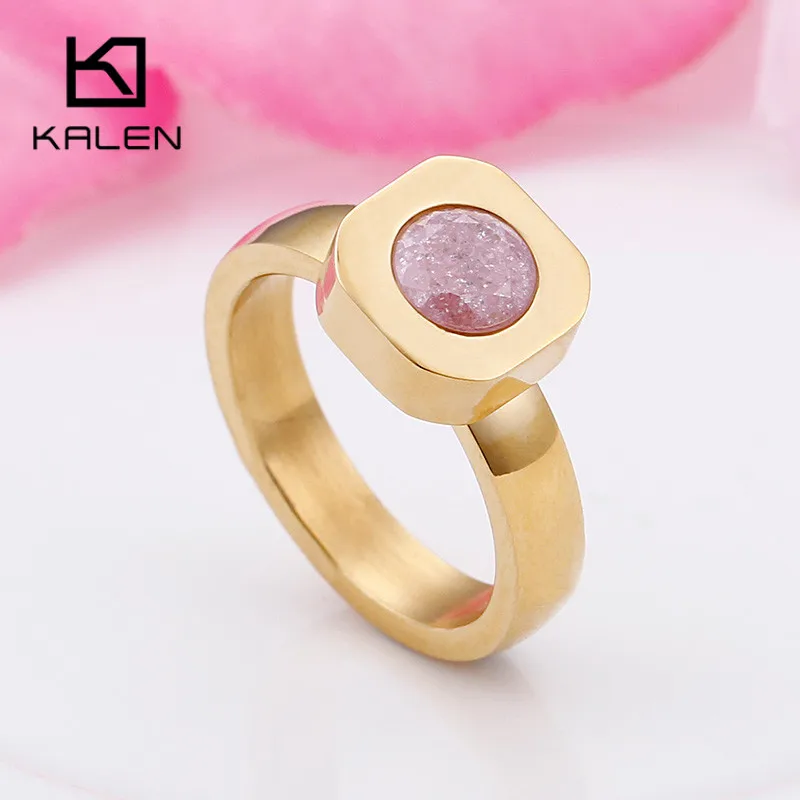 Недорогие кольца производства фирмы Kalen Tri-Цвет Нержавеющая сталь кольца для Для женщин Цвет Фул Mini Stone Перу кольца в богемном стиле обручальные кольца ювелирные изделия