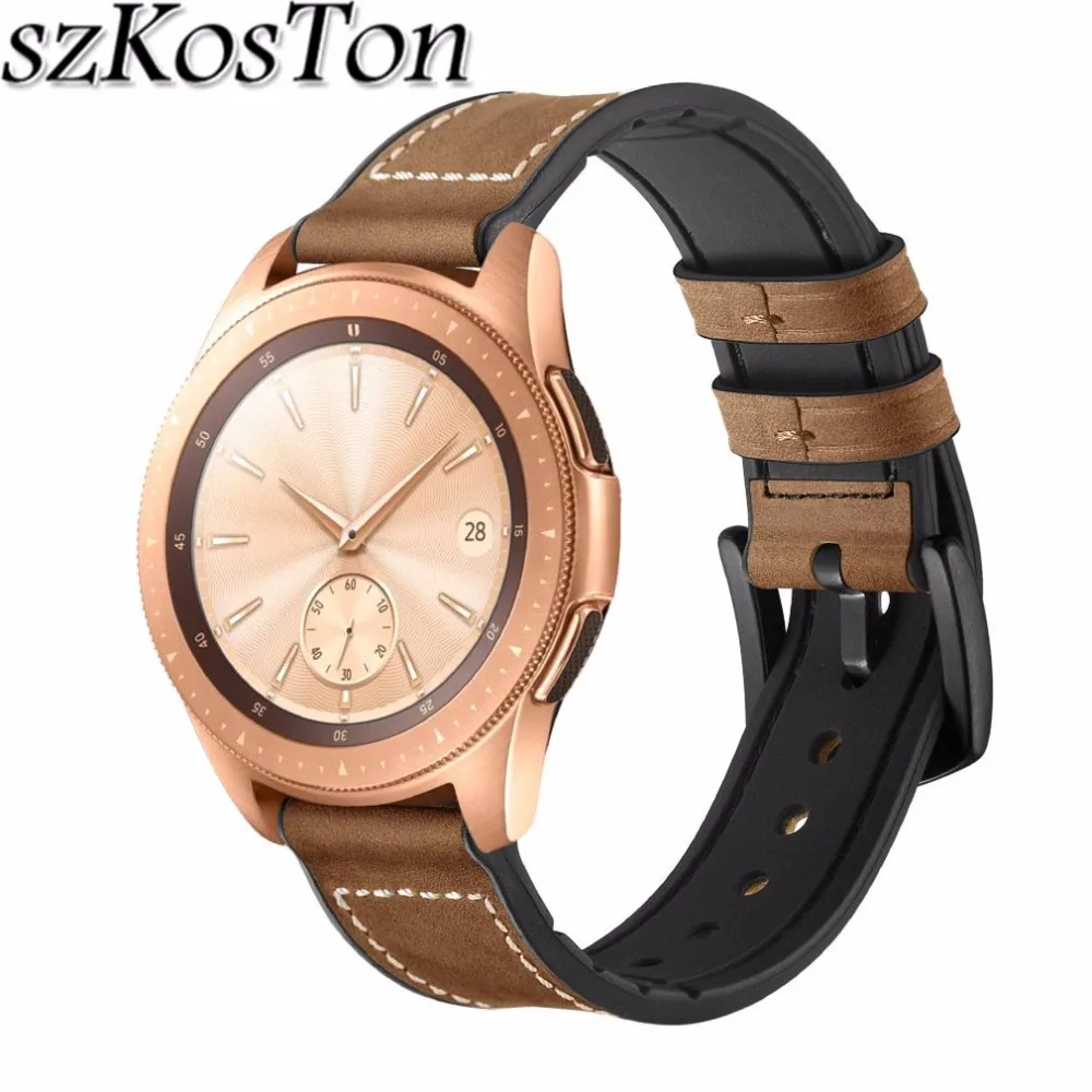 

For Samsung Galaxy Watch 46mm 42mm Stylish Durable Leather Watchband 20mm 22mm Replacement Bracelet Band Wrist Strap Belt