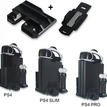 PS4 Slim PS4 Pro PS VR PS Move контроллер зарядное устройство зарядная док-станция, вертикальная подставка, охлаждающий вентилятор Кулеры, PSVR лоток витрина