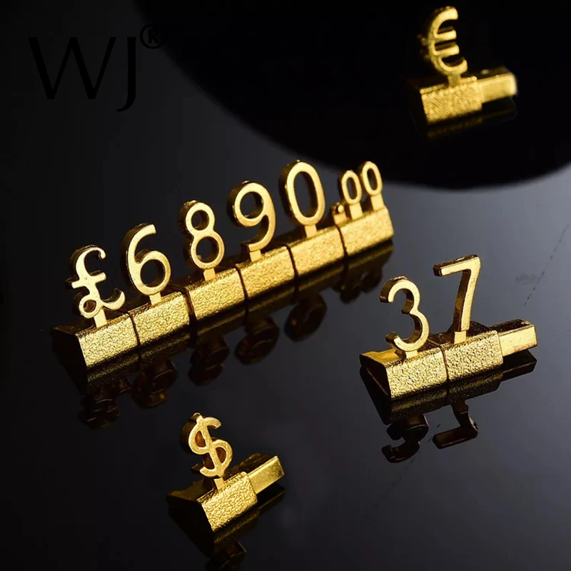 Metal 3D Combined Price Tags Euro Pound Dollar Label Camera Phone Jewellery Store Countertop Display Assembly Number Digit Tags