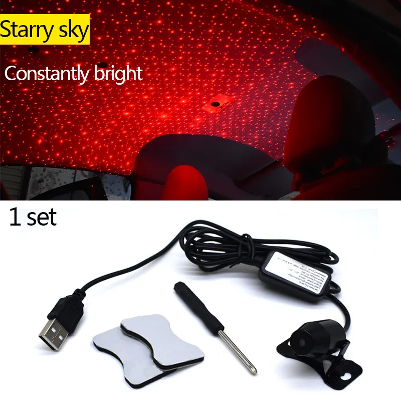Автомобильный светодиодный светильник s USB атмосферная лампа DJ музыка звук универсальный для дома авто Интерьер праздничный декоративный светильник аксессуары товары - Испускаемый цвет: Constant Sky