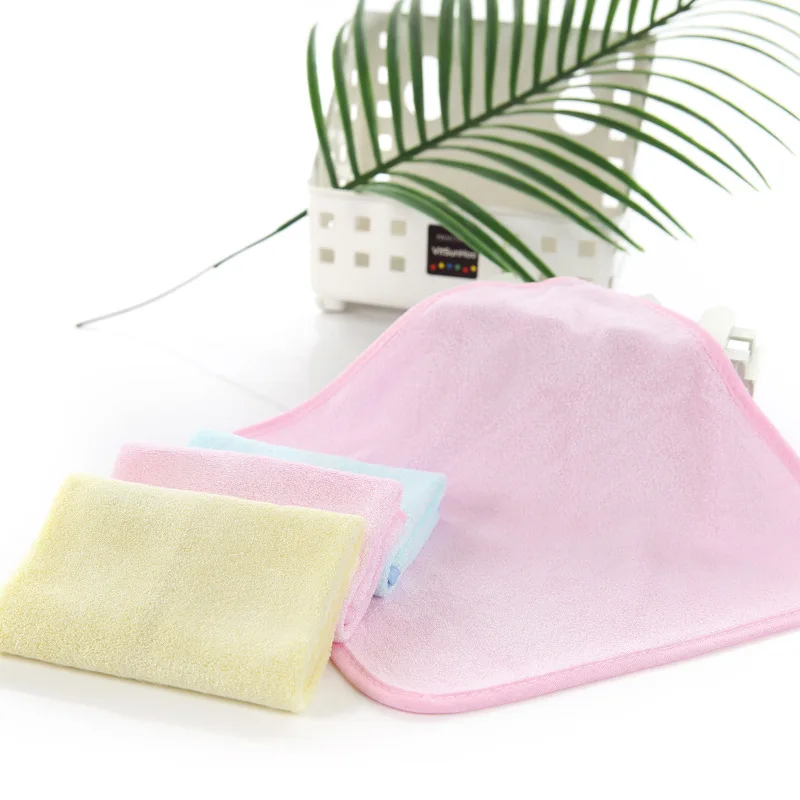Fashionable Bamboo Fiber Children Kids Boys Girls Solid Color Face Hand Wash Towel Skin-friendly Handkerchiefs 2pcs FS0657
