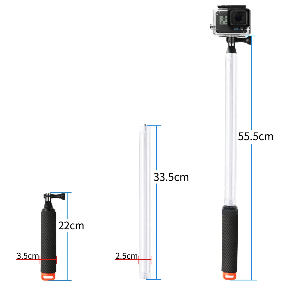 Waterproof selfie stick 1727 inch Diving skid selfie stick Removable Monopod for GoPro Hero 5 6 SJCAM Sports 40AP29 (26)