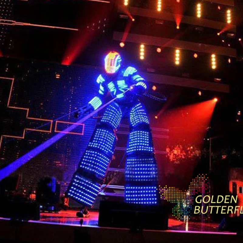 Светодиодный танцевальные костюмы Светящийся Шлем Новинка 2017 года Робот костюмы световой ходулях одежда шоу талантов Для мужчин Бальные