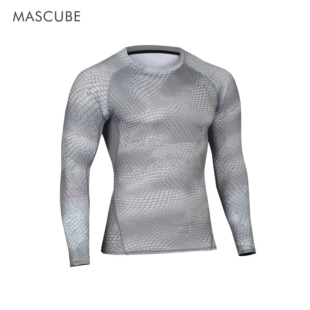 MASCUBE Бодибилдинг мужские мускулы футболки новые мужские быстросохнущие эластичные фитнес футболки спортивная одежда - Цвет: Gray