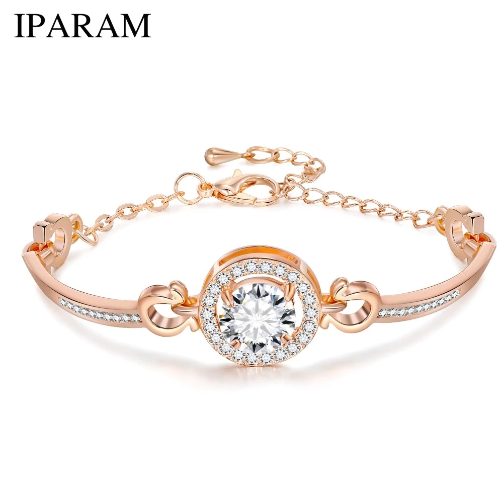 

IPARAM Temperament Lady Rose Gold Crystal Bracelet 2018 High Quality Charm Fashion Bangle & Bracelet