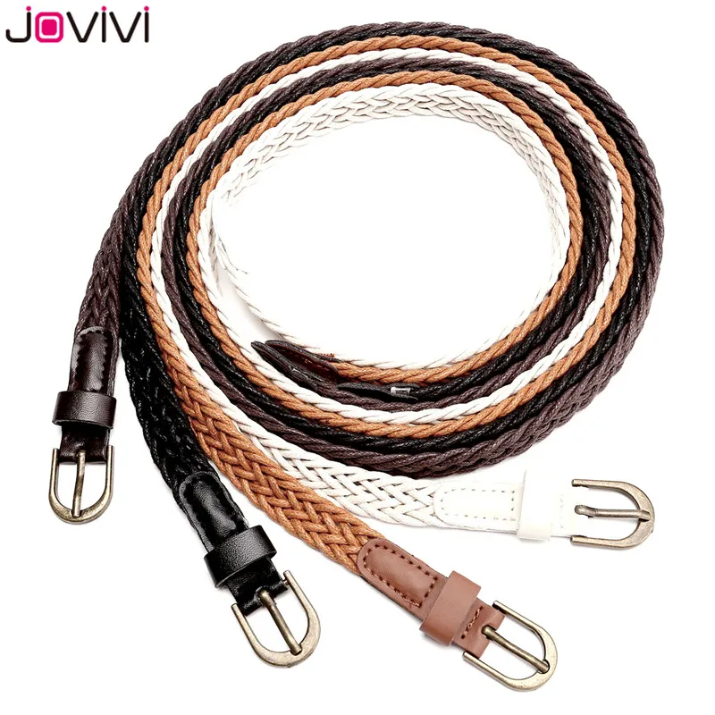 

Jovivi Women Thin Belts Lady Skinny Woven Braided Belt Waistband Soft Fabric Comfort Pants Belt 107cm Adjustable Fashion Belts