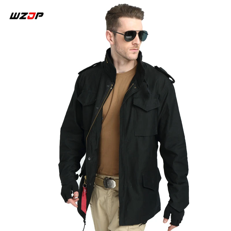 WZJP M65 военная камуфляжная мужская одежда армейская тактическая Мужская ветровка куртка Верхняя одежда для кемпинга и походов куртки - Цвет: Black