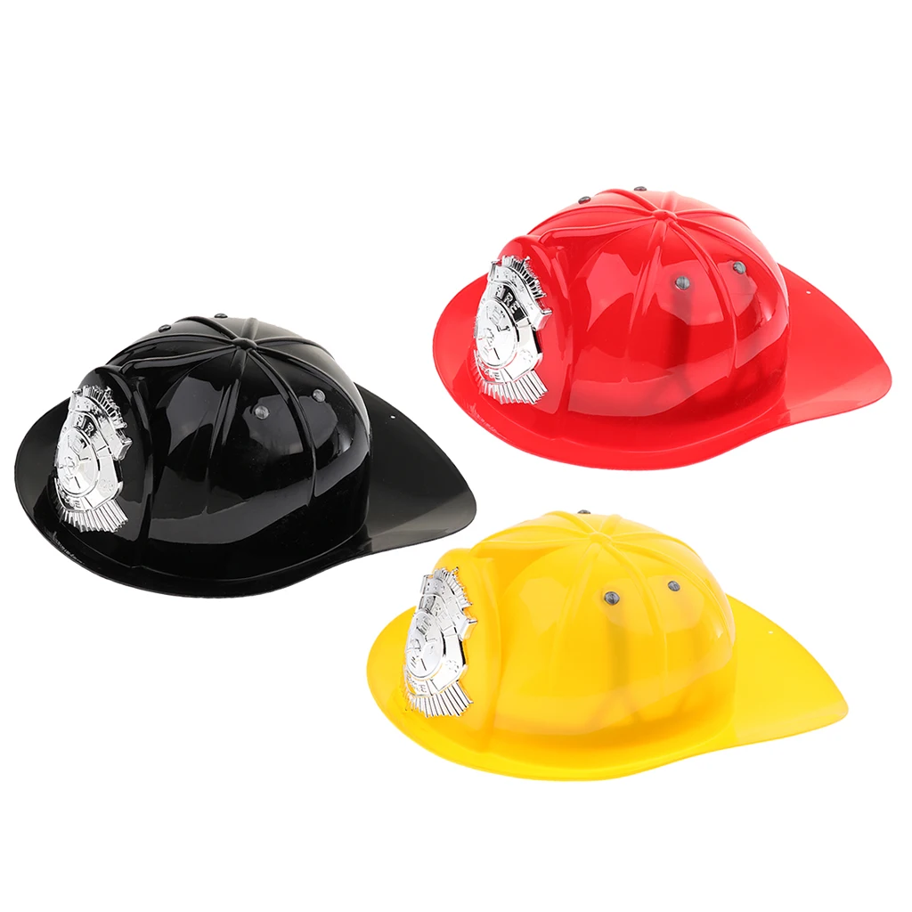 3 Pcs Role Play Game Toy Gear Plastic Fireman Helmet Fire Fighter Hat Kids Cosplay Set Toy
