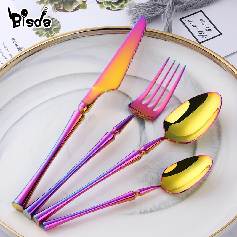

4 PCS Western Tableware Luxury Dinnerware Set Knives Forks Spoons Tea Spoons Classic Dinner Set Wedding Party Dining Kit Tools